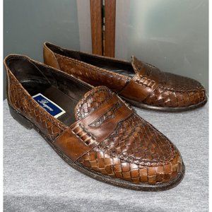 Bragano Italy Cole Haan Brown Woven English Calf Leather Loafers Shoes Size 9 M